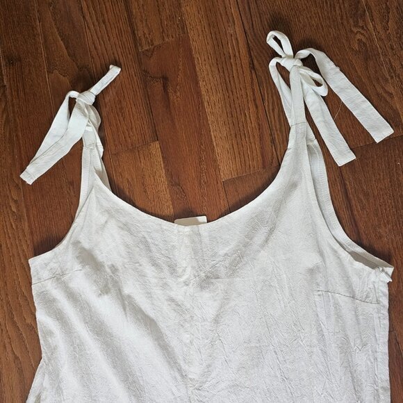 Floral Blooming NWT White Jumper Jumpsuit Wide Leg Adjustable Pockets Oversized - Picture 5 of 7